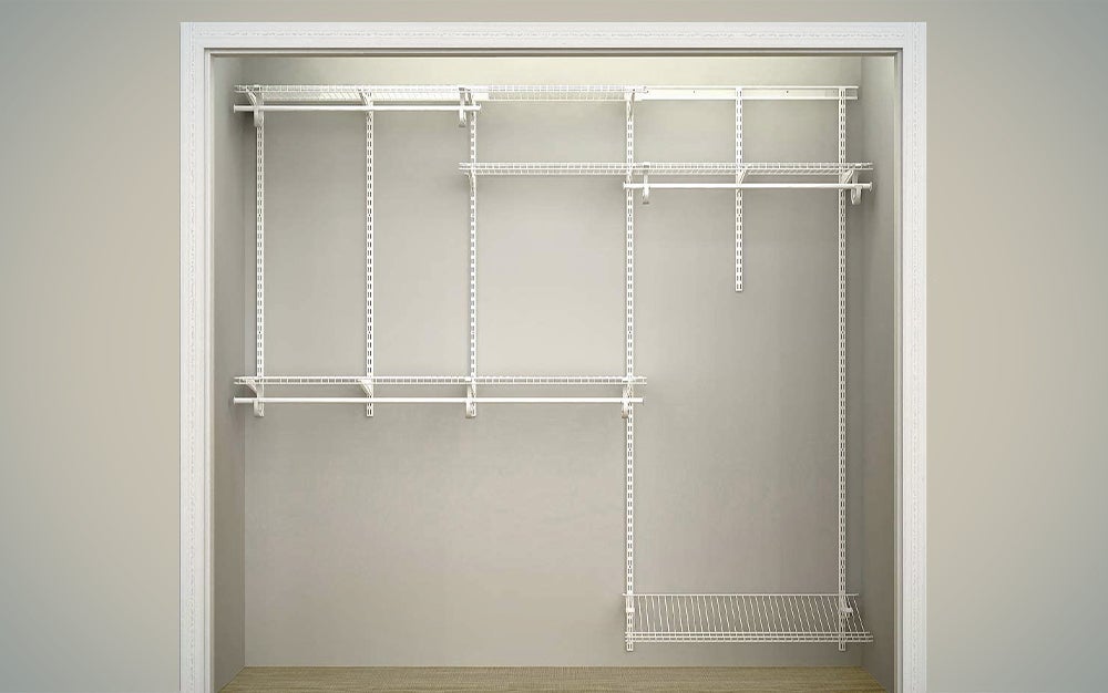 A ClosetMaid ShelfTrack installed in a closet